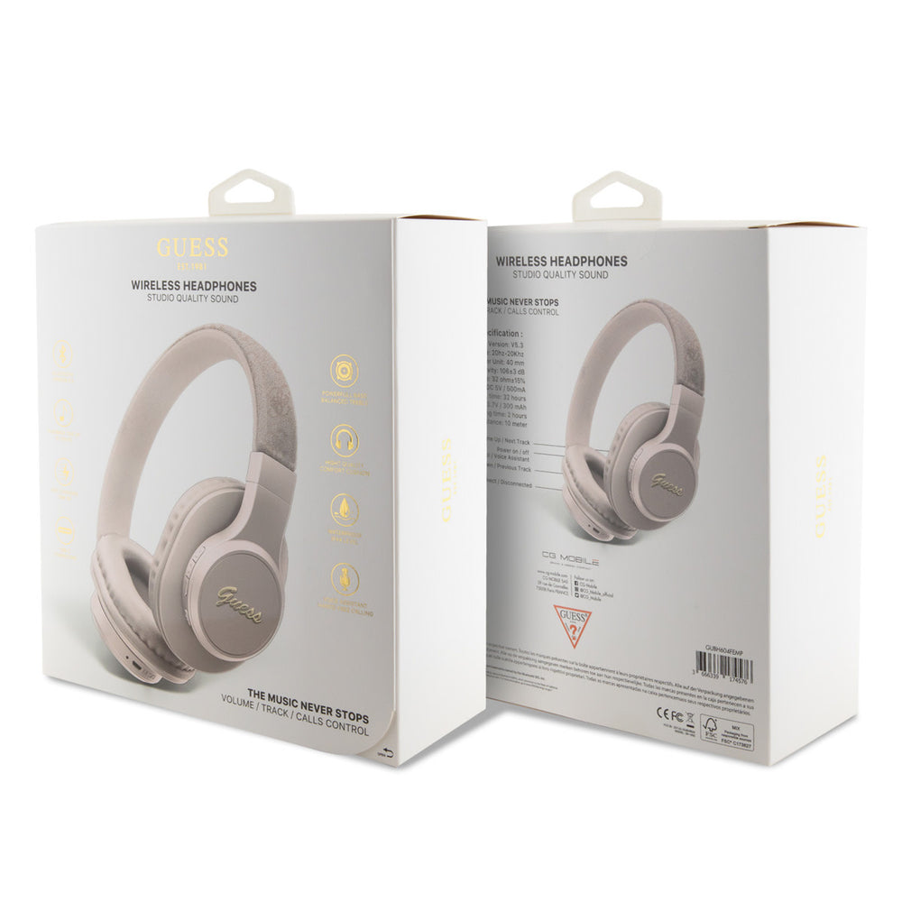 Guess Bluetooth Headphones - 4G Script - Roze-Headphones-Ilumina Benelux