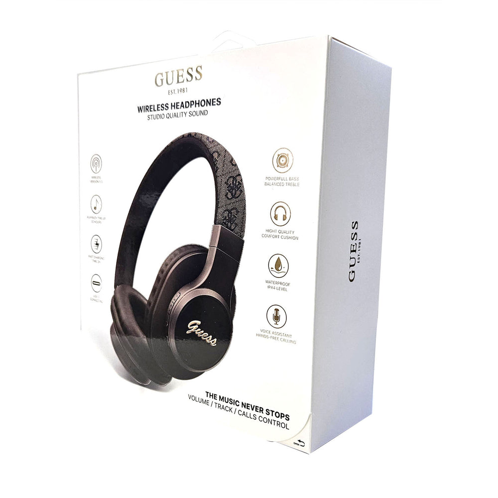 Guess Bluetooth Headphones - 4G tone on tone script logo - Bruin-Headphones-Ilumina Benelux
