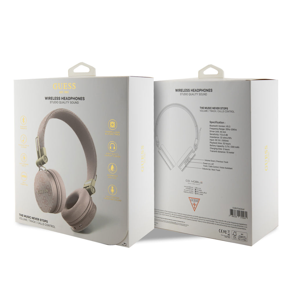 Guess Bluetooth Headphones - 4G with Round Shape - Roze-Headphones-Ilumina Benelux