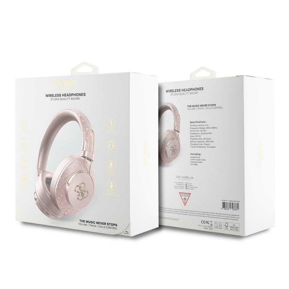 Guess Bluetooth Headphones - ENC - 4G Big Metal Logo - Roze-Headphones-Ilumina Benelux