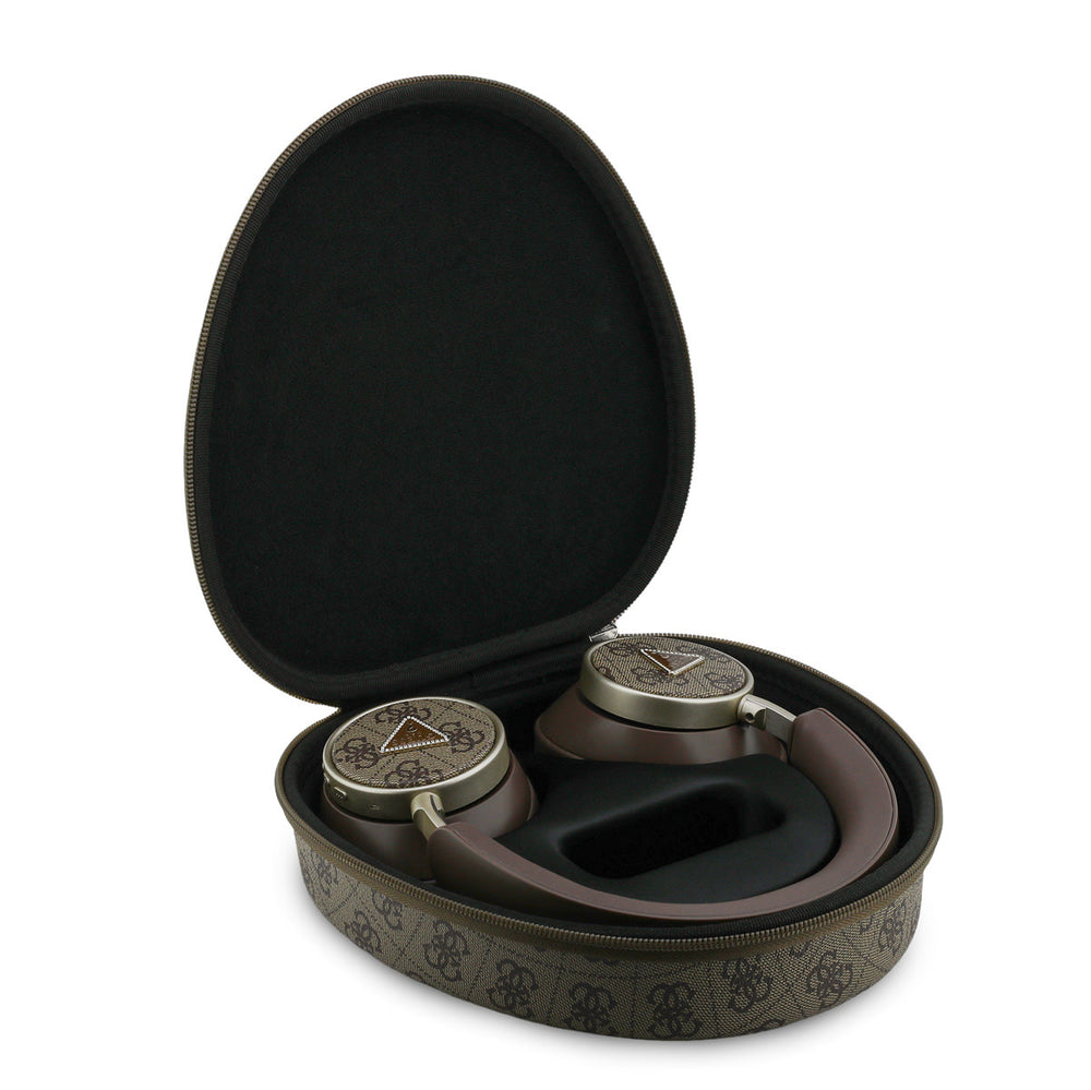 Guess Bluetooth Headphones - ENC - PU Leather With Case - 4G Triangle Logo - Bruin-Headphones-Ilumina Benelux