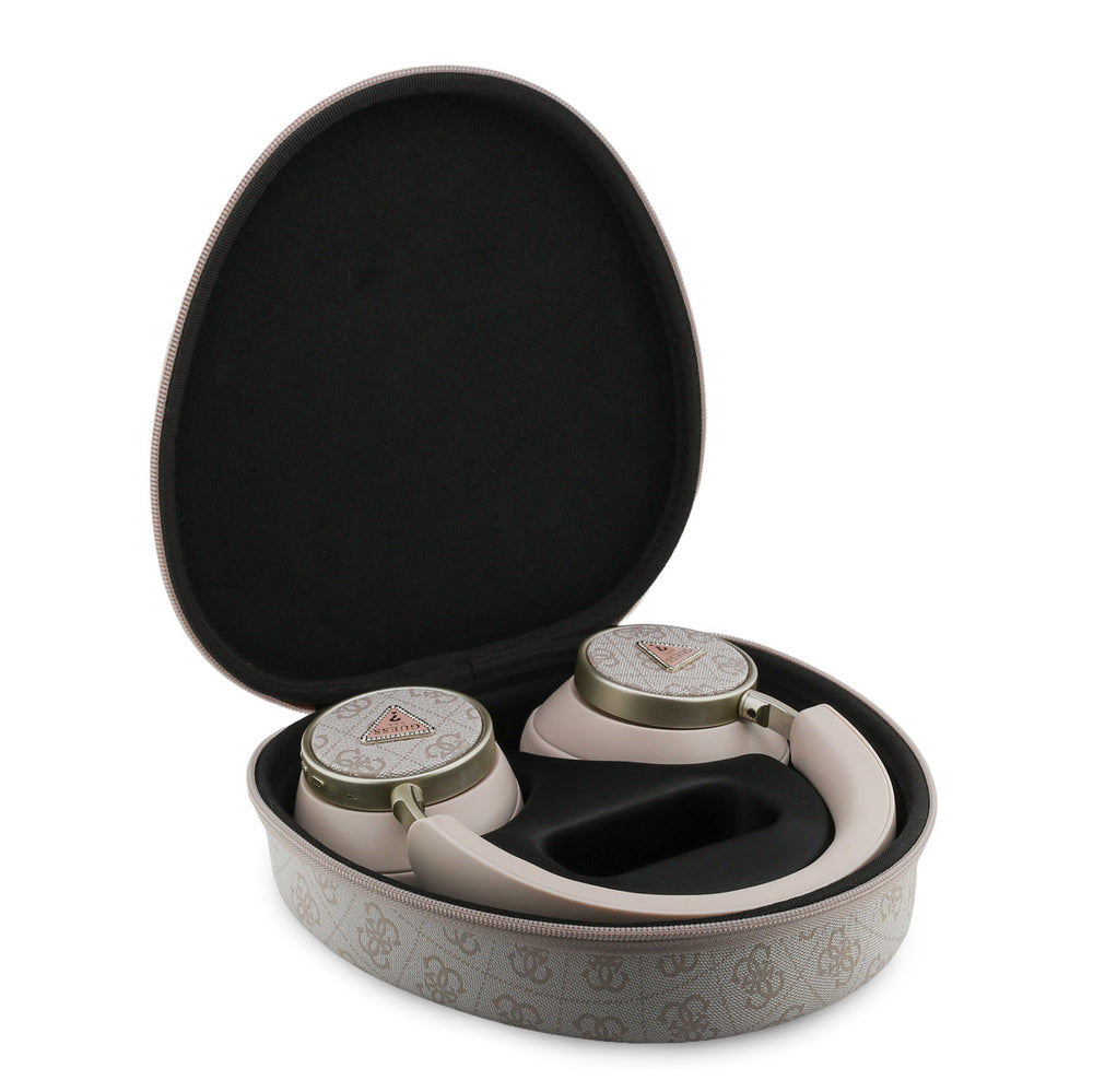 Guess Bluetooth Headphones - ENC - PU Leather With Case - 4G Triangle Logo - Roze-Headphones-Ilumina Benelux