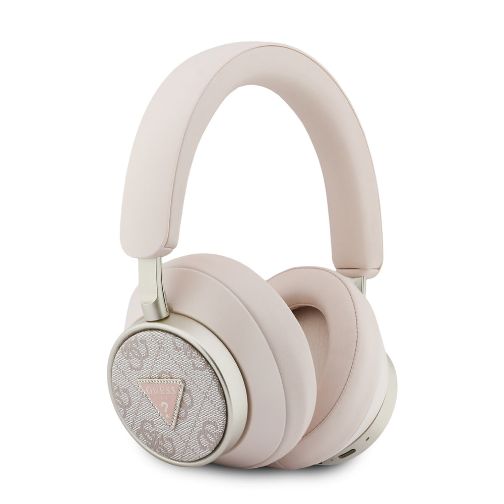 Guess Bluetooth Headphones - ENC - PU Leather With Case - 4G Triangle Logo - Roze-Headphones-Ilumina Benelux