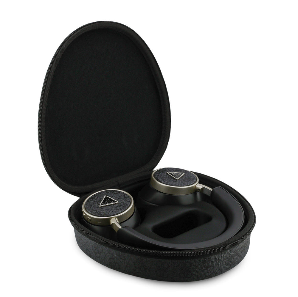 Guess Bluetooth Headphones - ENC - PU Leather With Case - 4G Triangle Logo - Zwart-Headphones-Ilumina Benelux