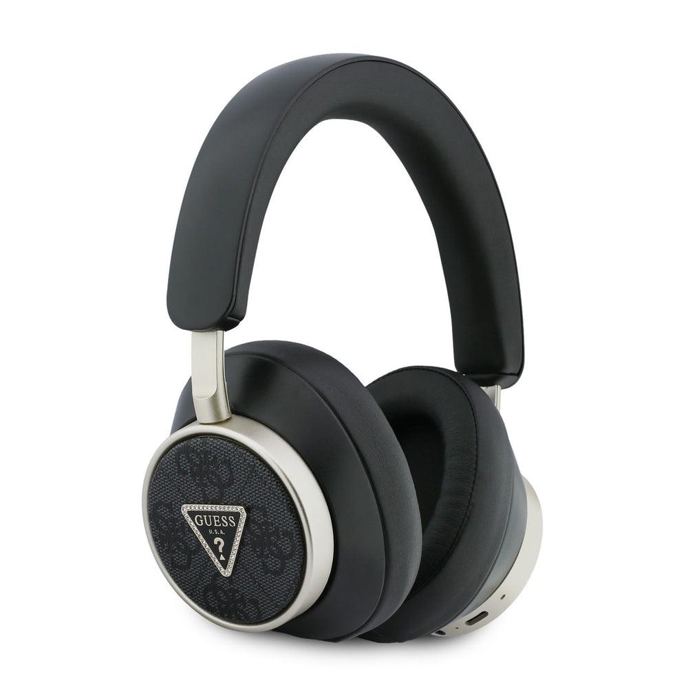 Guess Bluetooth Headphones - ENC - PU Leather With Case - 4G Triangle Logo - Zwart-Headphones-Ilumina Benelux