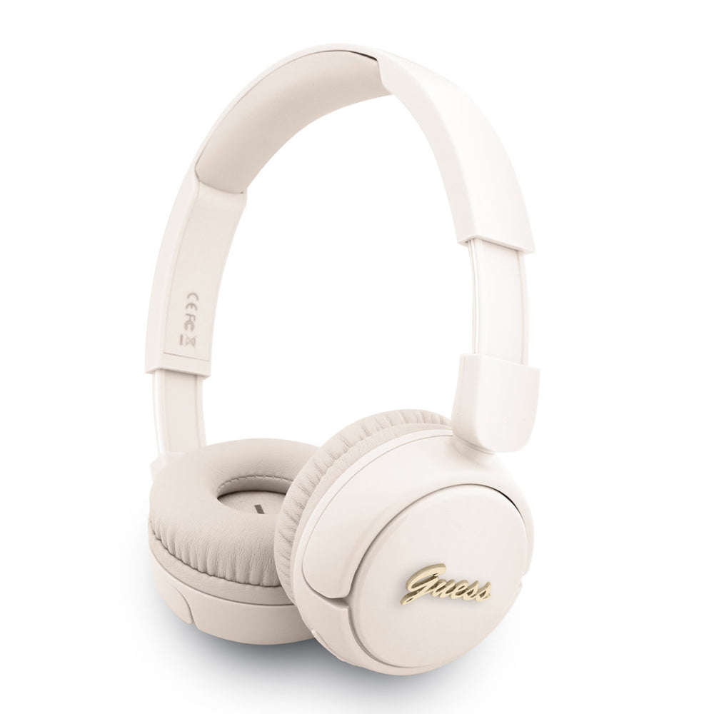 Guess Bluetooth Headphones - Metal Logo Script - Beige-Headphones-Ilumina Benelux