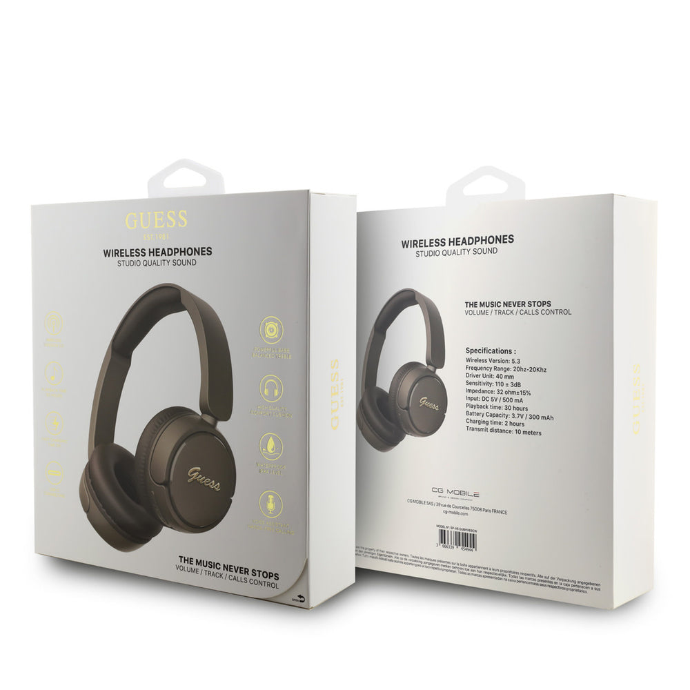 Guess Bluetooth Headphones - Metal Logo Script - Bruin-Headphones-Ilumina Benelux
