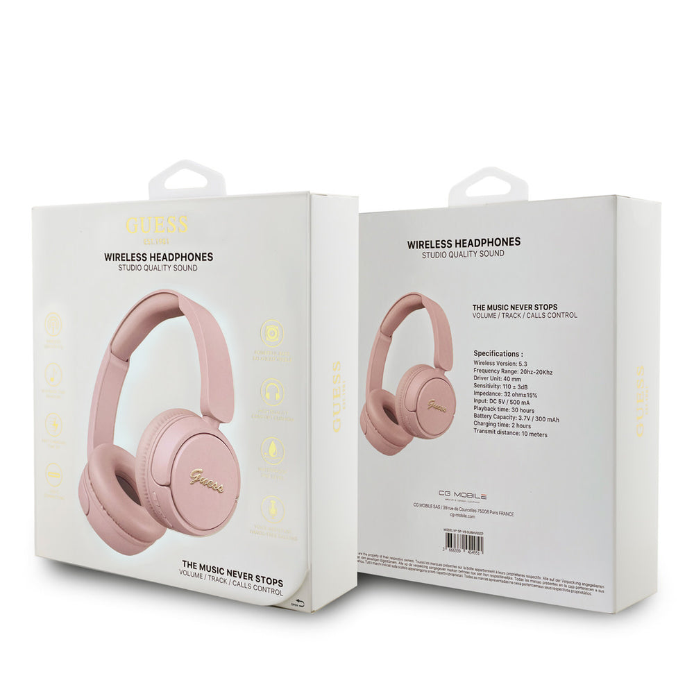 Guess Bluetooth Headphones - Metal Logo Script - Roze-Headphones-Ilumina Benelux