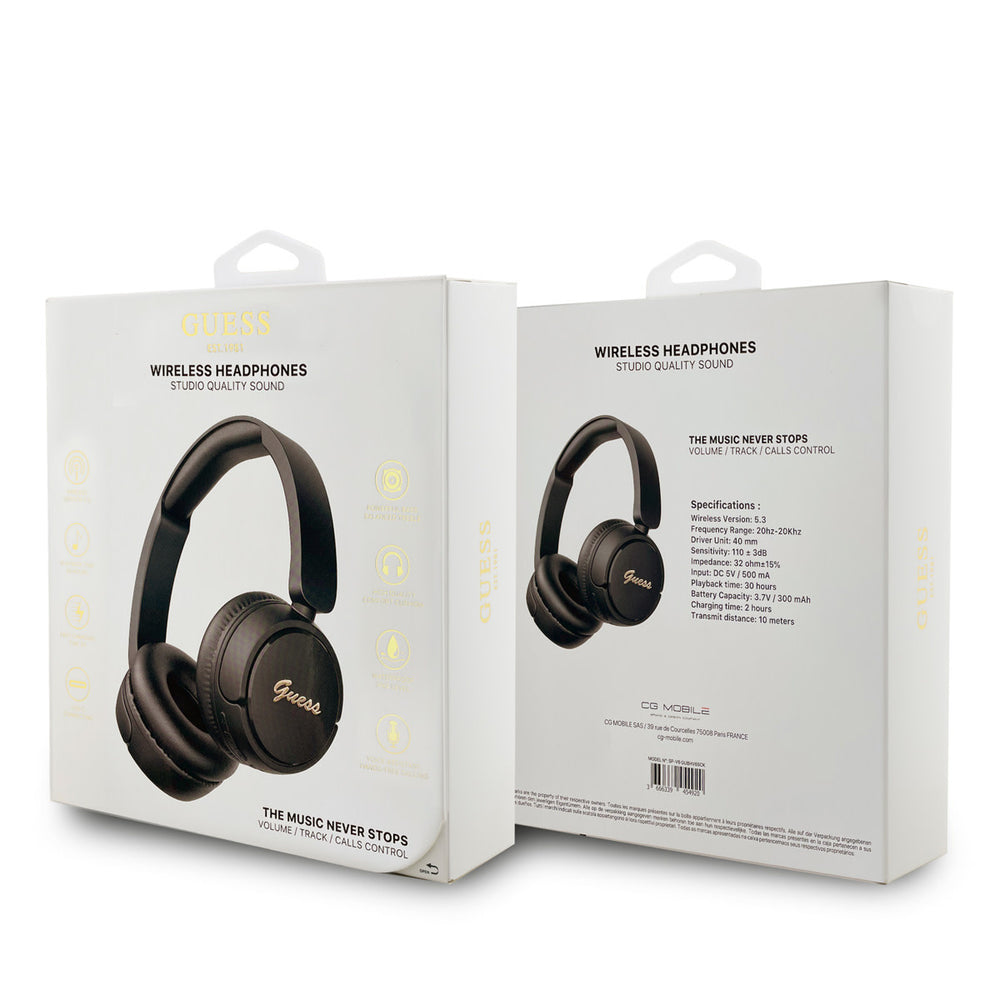 Guess Bluetooth Headphones - Metal Logo Script - Zwart-Headphones-Ilumina Benelux