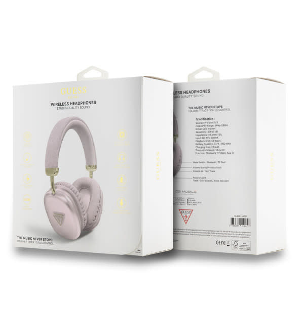Guess Bluetooth Headphones - Metalic Triangle Logo - Roze-Headphones-Ilumina Benelux