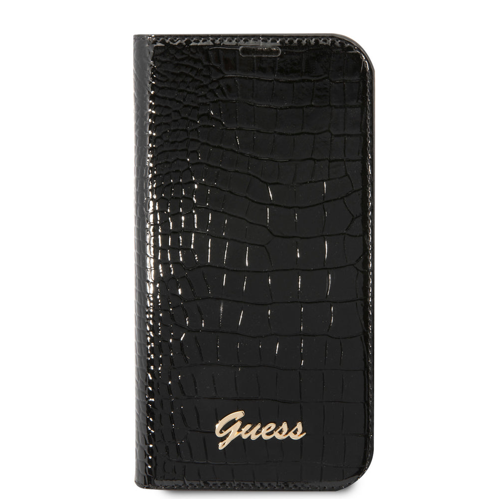Guess Croco PU Leer Apple iPhone 14 Pro Hoesje met 3 Card Slots - Zwart-Hoesjes-Ilumina Benelux