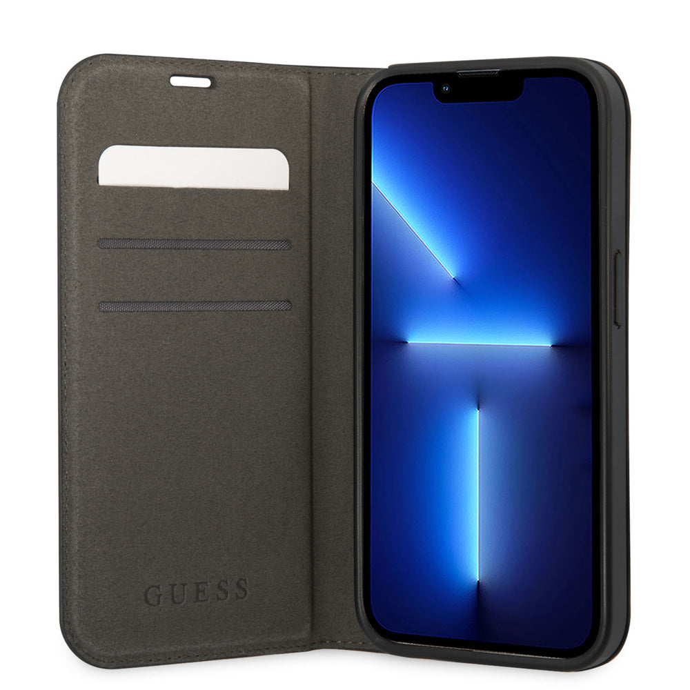 Guess Croco PU Leer Apple iPhone 14 Pro Hoesje met 3 Card Slots - Zwart-Hoesjes-Ilumina Benelux