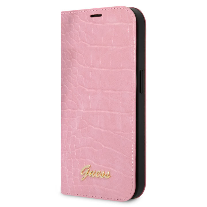 Guess Croco PU Leer Booktype Hoesje met 3 Card Slots voor Apple iPhone 14 Pro-Hoesjes-Ilumina Benelux