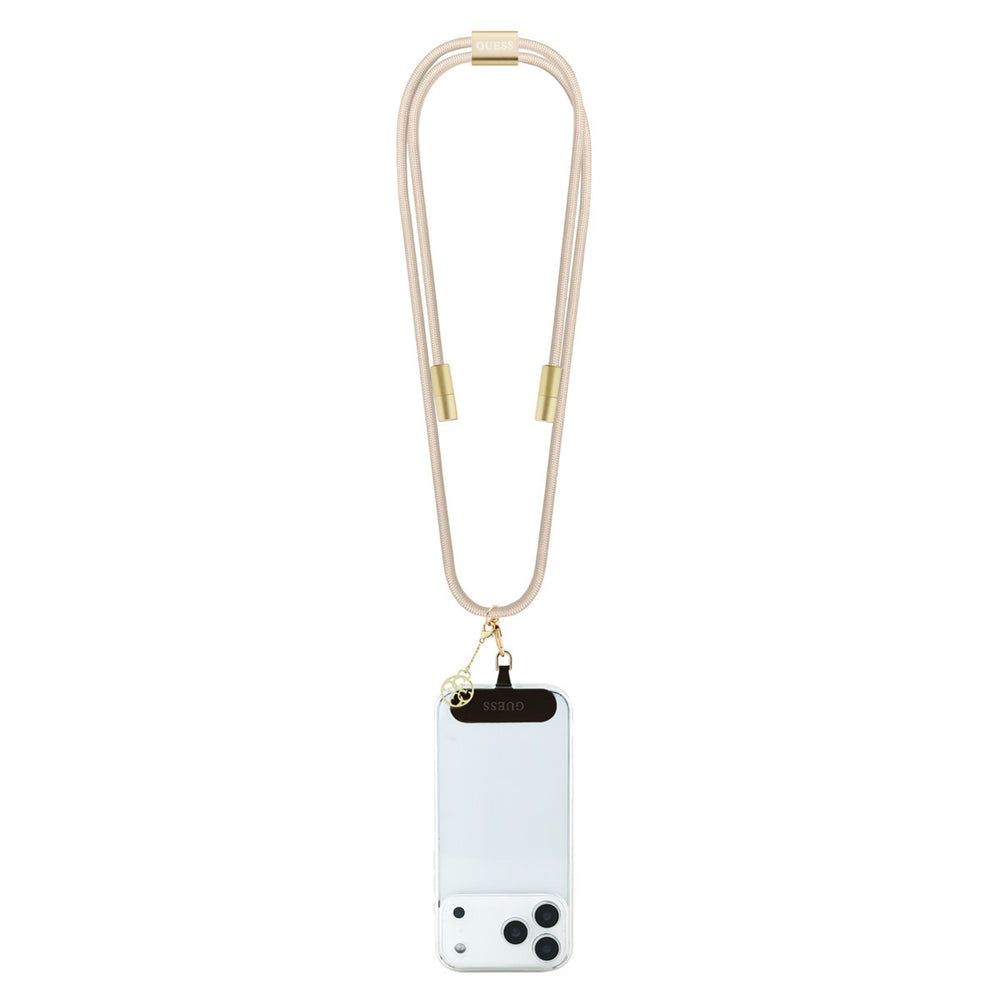 Guess Crossbody Cord with Charging Cable and Tether Patch - USB-C to USB-C - 4G Charm - Beige-Telefoonkoord-Ilumina Benelux