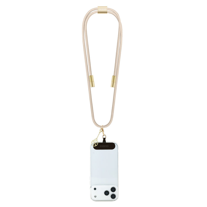 Guess Crossbody Cord with Charging Cable and Tether Patch - USB-C to USB-C - 4G Charm - Beige-Telefoonkoord-Ilumina Benelux