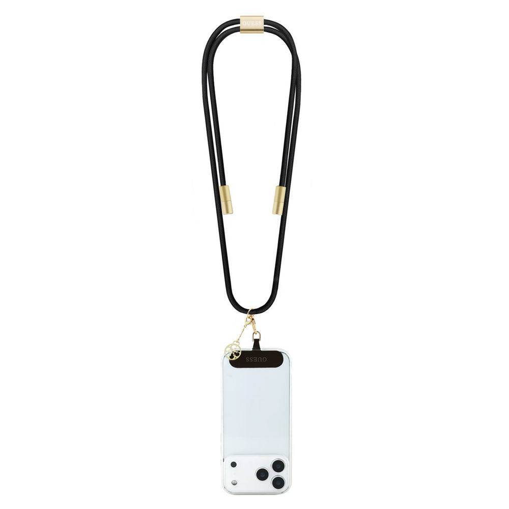 Guess Crossbody Cord with Charging Cable and Tether Patch - USB-C to USB-C - 4G Charm - Zwart-Telefoonkoord-Ilumina Benelux