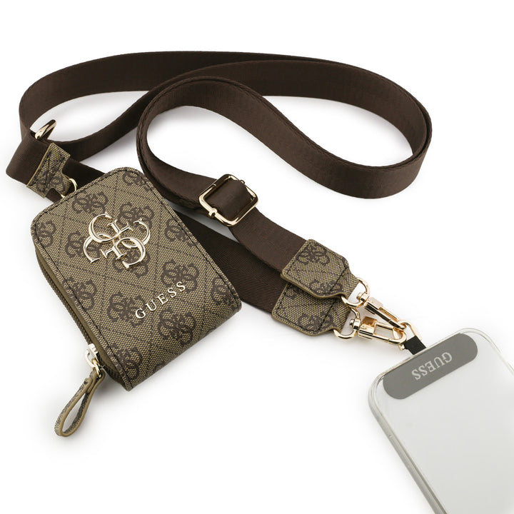 Guess Crossbody Strap With Purse - 4G Big Metal Logo - Bruin-Telefoonkoord-Ilumina Benelux