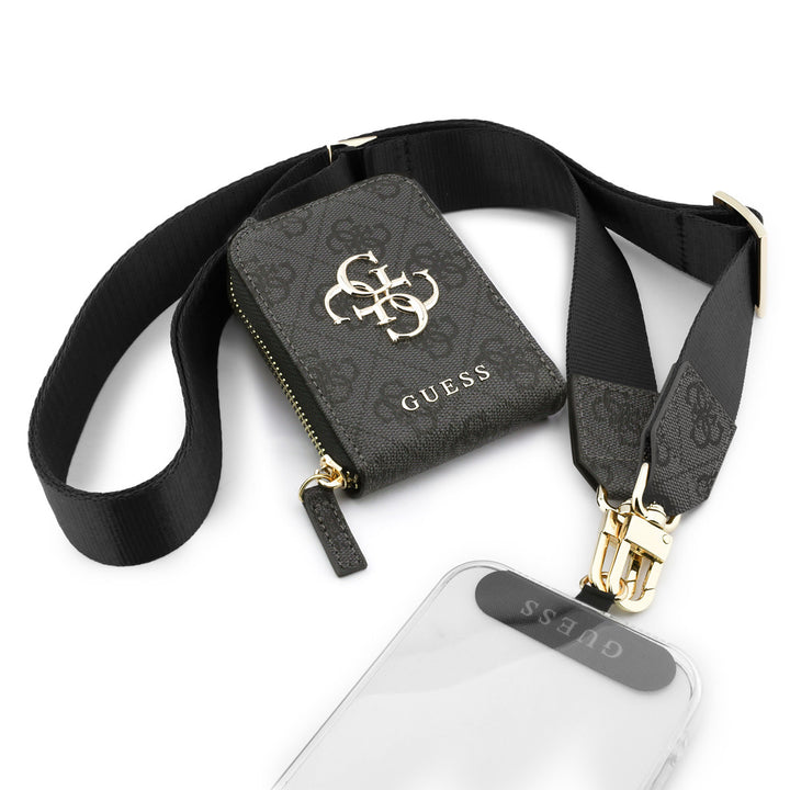 Guess Crossbody Strap With Purse - 4G Big Metal Logo - Zwart-Telefoonkoord-Ilumina Benelux