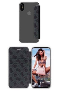 Guess Grijs hoesje iPhone X-Xs - Book Case - Modieus - Met pashouder-Hoesjes-Ilumina Benelux