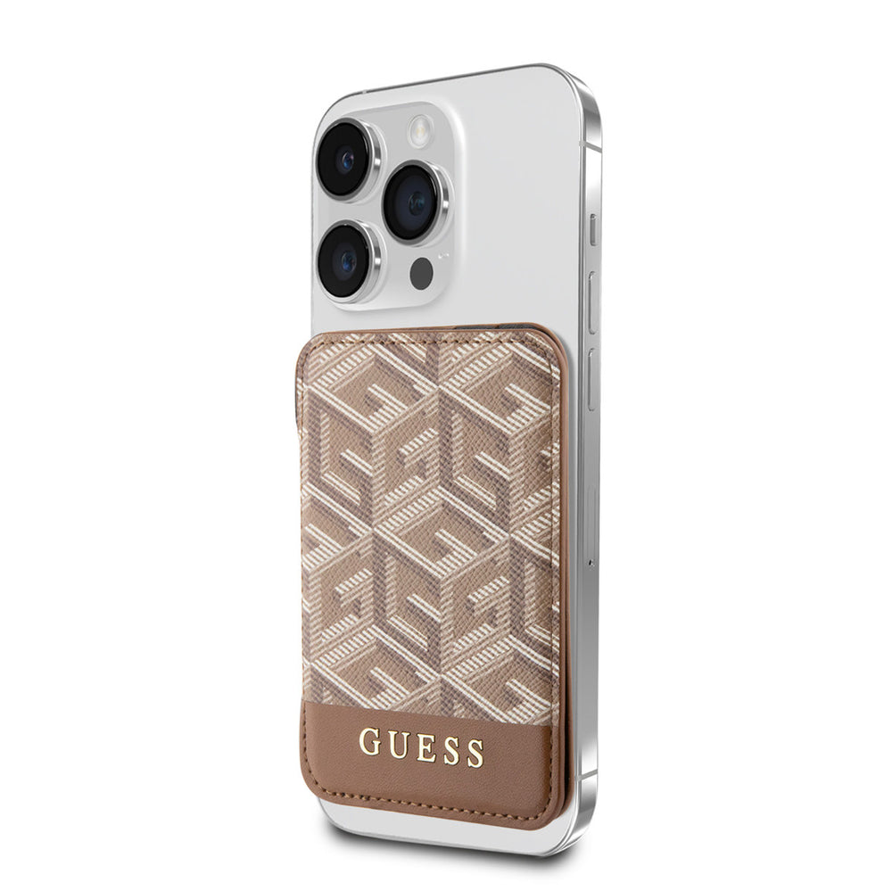 Guess Magnetische Vouwbare Kaarthouder - Magsafe - G-Cube - Bruin-Telefoonkoord-Ilumina Benelux
