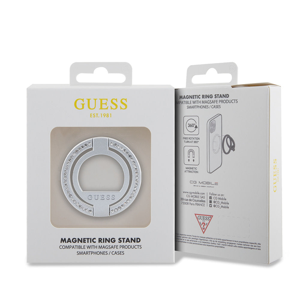 Guess Magsafe Ringstand with Rhinestones - Zilver-Telefoonkoord-Ilumina Benelux