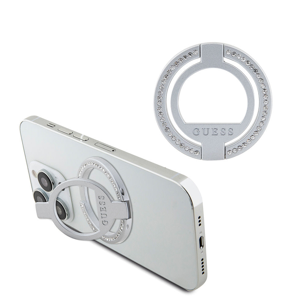Guess Magsafe Ringstand with Rhinestones - Zilver-Telefoonkoord-Ilumina Benelux