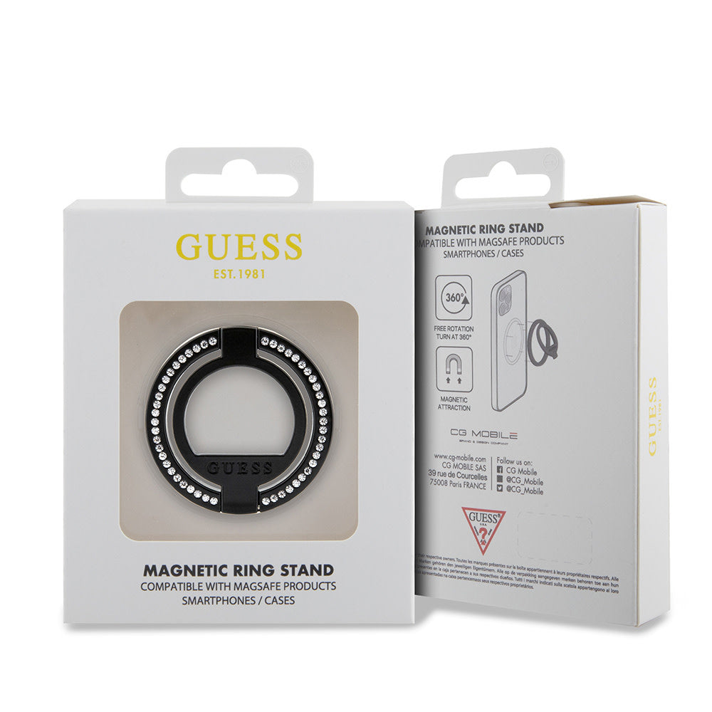 Guess Magsafe Ringstand with Rhinestones - Zwart-Telefoonkoord-Ilumina Benelux