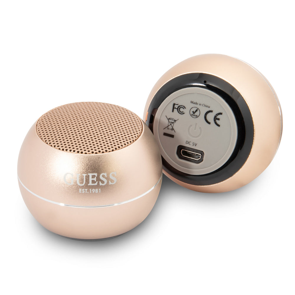 Guess Mini Bluetooth Speaker - 3W vermogen & 4 uur speeltijd - Goud-In-ear koptelefoon-Ilumina Benelux