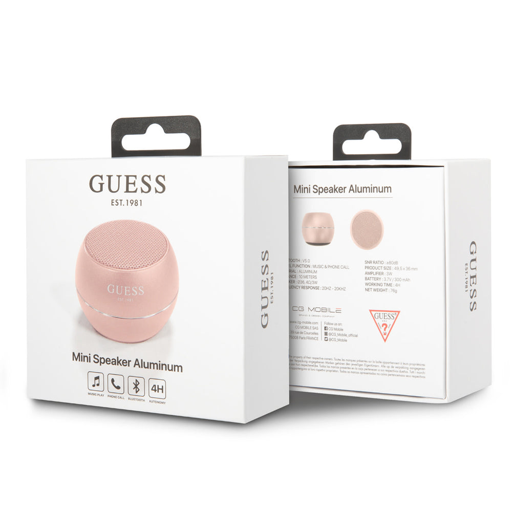 Guess Mini Bluetooth Speaker - 3W vermogen & 4 uur speeltijd - Roze-In-ear koptelefoon-Ilumina Benelux