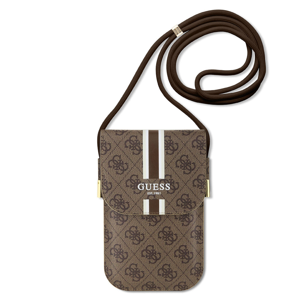 Guess PU Leather Telefoontas - Wallet Bag - 4G Stripes - Bruin-Hoesjes-Ilumina Benelux