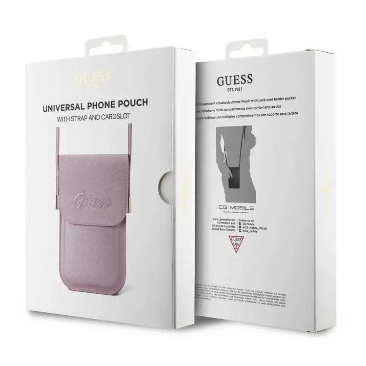 Guess PU Leather Telefoontas - Wallet Bag - Embossed Logo - Roze-Hoesjes-Ilumina Benelux