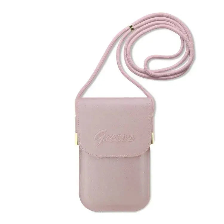Guess PU Leather Telefoontas - Wallet Bag - Embossed Logo - Roze-Hoesjes-Ilumina Benelux