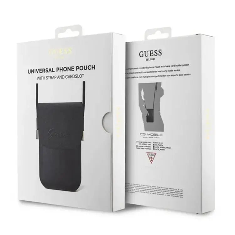 Guess PU Leather Telefoontas - Wallet Bag - Embossed Logo - Zwart-Hoesjes-Ilumina Benelux