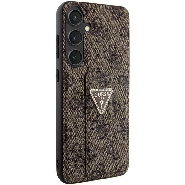 Guess Samsung Galaxy S24 Backcover hoesje - 4G Grip Stand - Triangle Strass - Roze-Hoesjes-Ilumina Benelux