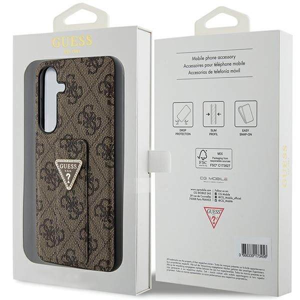 Guess Samsung Galaxy S24 Backcover hoesje - 4G Grip Stand - Triangle Strass - Roze-Hoesjes-Ilumina Benelux