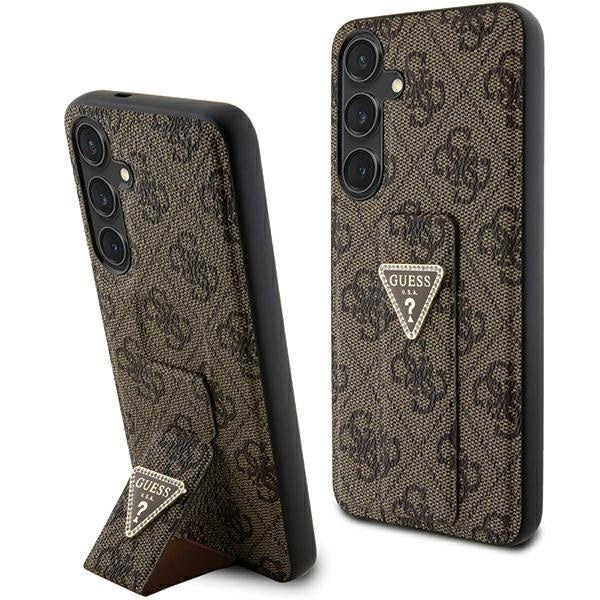 Guess Samsung Galaxy S24 Backcover hoesje - 4G Grip Stand - Triangle Strass - Roze-Hoesjes-Ilumina Benelux