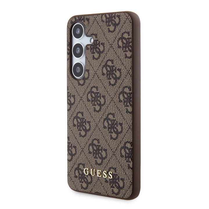 Guess Samsung Galaxy S24 Backcover hoesje - 4G Metal Gold Logo - Bruin-Hoesjes-Ilumina Benelux