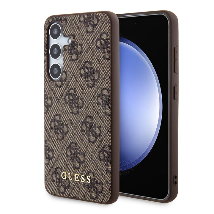 Guess Samsung Galaxy S24 Backcover hoesje - 4G Metal Gold Logo - Bruin-Hoesjes-Ilumina Benelux