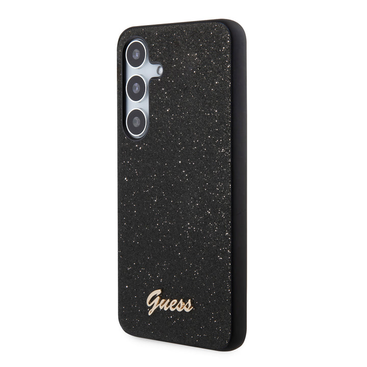 Guess Samsung Galaxy S24 Backcover hoesje - Glitter Script - Zwart-Hoesjes-Ilumina Benelux