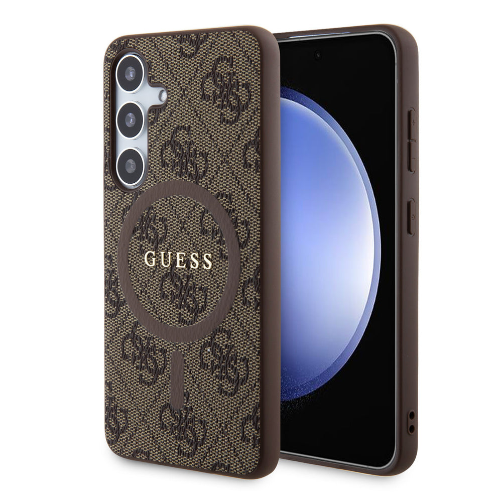 Guess Samsung Galaxy S24 Backcover hoesje - Magsafe - 4G Collection - Bruin-Hoesjes-Ilumina Benelux