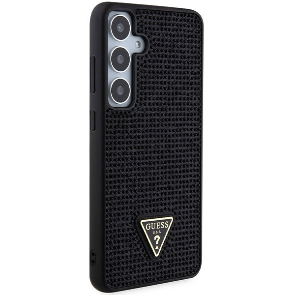 Guess Samsung Galaxy S24 Plus Backcover hoesje - Rhinestones - Triangle Strass Logo - Zwart-Hoesjes-Ilumina Benelux