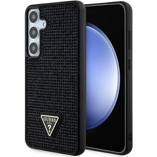 Guess Samsung Galaxy S24 Plus Backcover hoesje - Rhinestones - Triangle Strass Logo - Zwart-Hoesjes-Ilumina Benelux