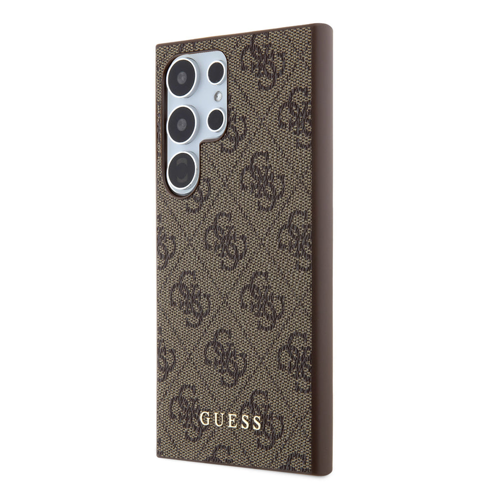 Guess Samsung Galaxy S24 Ultra Backcover hoesje - 4G Metal Gold Logo - Bruin-Hoesjes-Ilumina Benelux