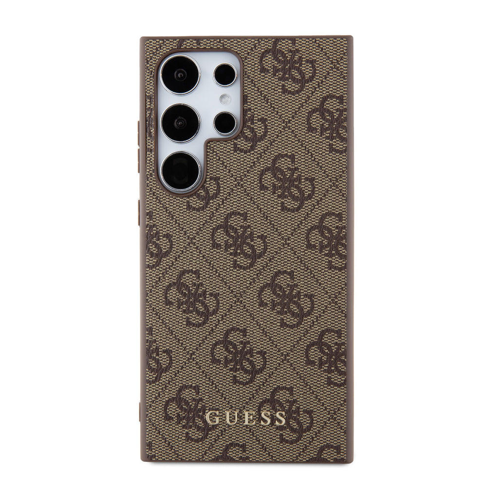 Guess Samsung Galaxy S24 Ultra Backcover hoesje - 4G Metal Gold Logo - Bruin-Hoesjes-Ilumina Benelux