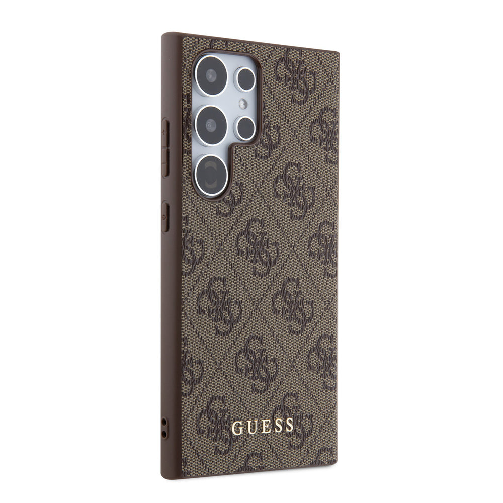 Guess Samsung Galaxy S24 Ultra Backcover hoesje - 4G Metal Gold Logo - Bruin-Hoesjes-Ilumina Benelux