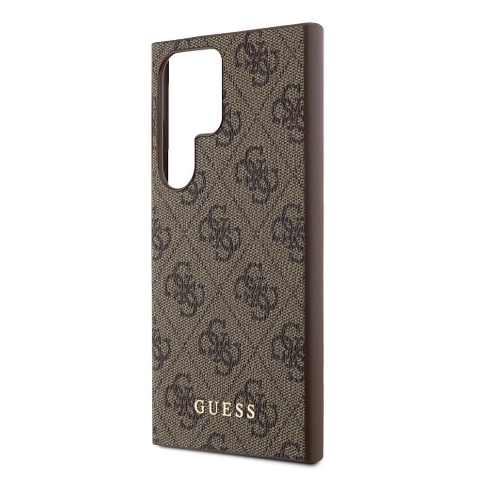 Guess Samsung Galaxy S24 Ultra Backcover hoesje - 4G Metal Gold Logo - Bruin-Hoesjes-Ilumina Benelux