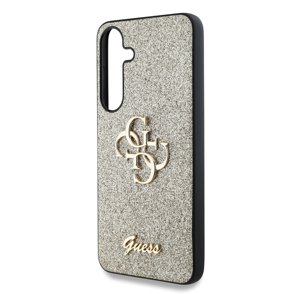 Guess Samsung Galaxy S25 Backcover hoesje - Fixed Glitter - Big 4G Metal Logo - Goud-Hoesjes-Ilumina Benelux