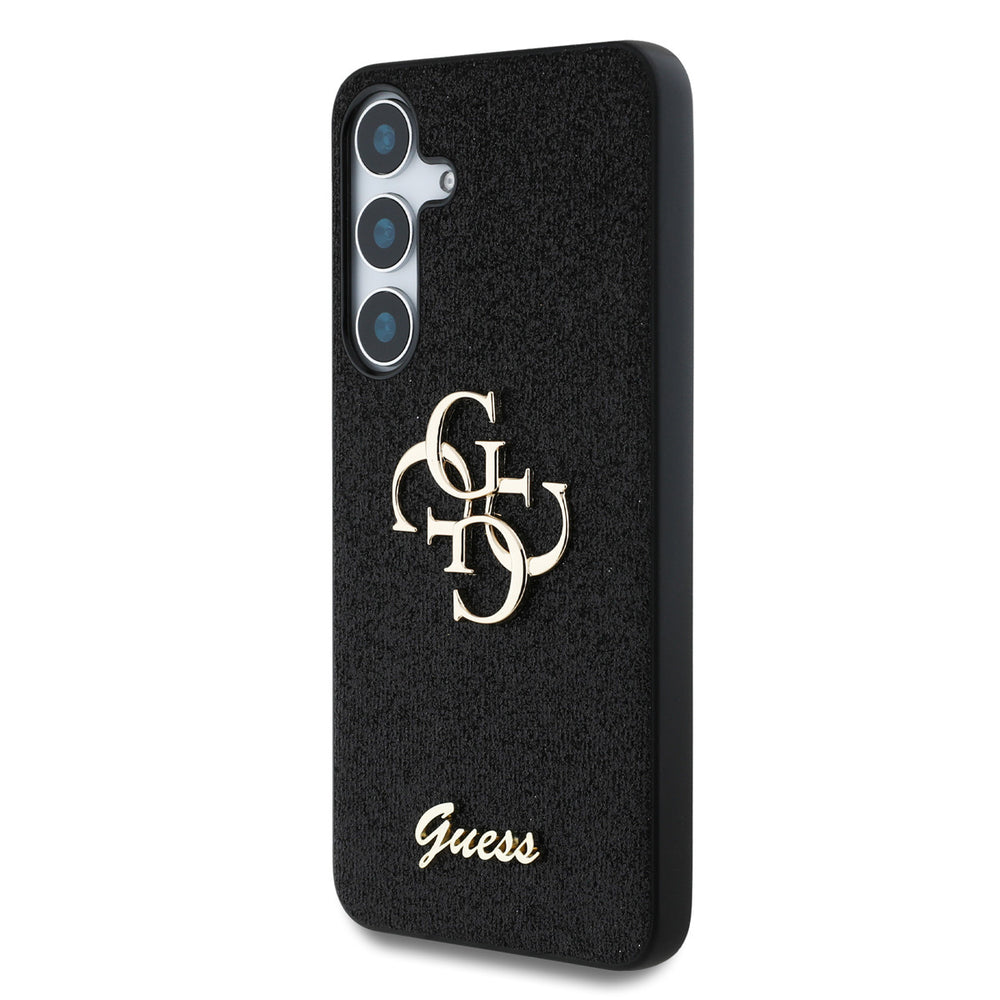Guess Samsung Galaxy S25 Backcover hoesje - Fixed Glitter - Big 4G Metal Logo - Zwart-Hoesjes-Ilumina Benelux