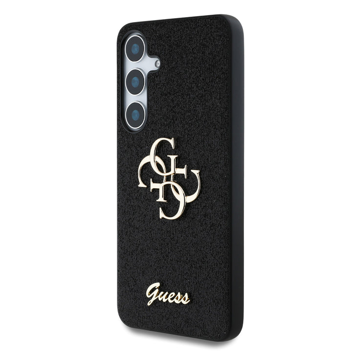 Guess Samsung Galaxy S25 Backcover hoesje - Fixed Glitter - Big 4G Metal Logo - Zwart-Hoesjes-Ilumina Benelux