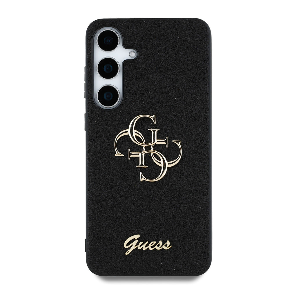 Guess Samsung Galaxy S25 Backcover hoesje - Fixed Glitter - Big 4G Metal Logo - Zwart-Hoesjes-Ilumina Benelux